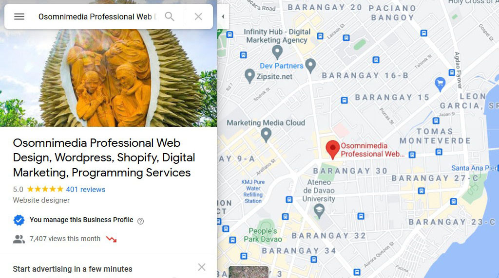 Google My Business Listing on Google Maps